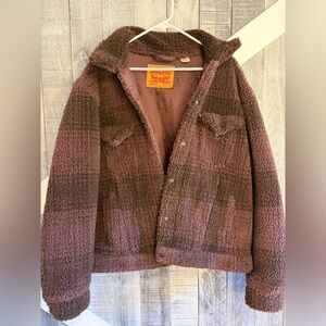 Levi's Cozy Vintage Fit Sherpa Streetwear Trucker Plaid Jacket Size Large